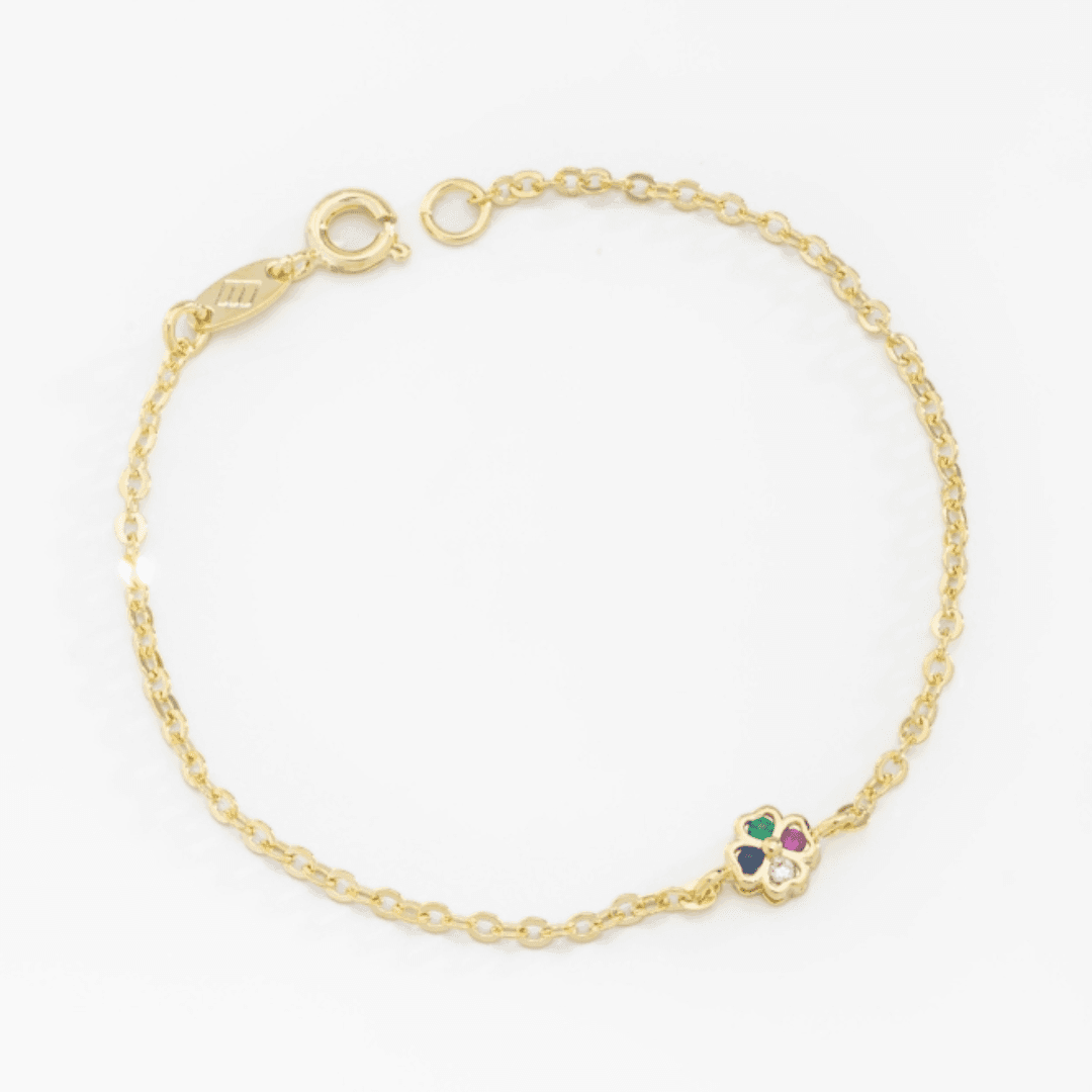 Pulseira Infantil com Flor em Micro Zircônia